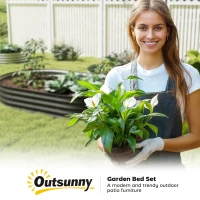 Outsunny 5' x 3' x 1' Large Outdoor Planter Box, Galvanized Raised Garden Bed with Metal Plant Stake, Black(m-10)