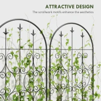 Outsunny Set of 2 Metal Garden Trellis, Decorative Trellis Panels, Scrollwork Design, 150 x 50 cm, Black(m-5)