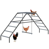 PawHut Chicken Coop Perches with Adjustable Swing, 10 Roosting Bars, for Backyard, Farm(m-11)