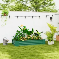 Outsunny 6 x 3 x 1ft Galvanized Raised Garden Bed, Reinforced Outdoor Planter Box with Open Bottom, Green(m-1)