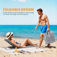 Outsunny 2 Pieces Beach Lounge Chair, Outdoor Folding Chaise Lounge Set w/ Pillow for Sunbath, Snap, Grey(m-7)