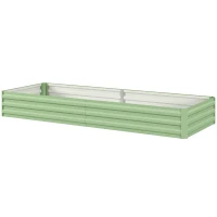 Outsunny 95" x 36" x 12" Galvanized Raised Garden Bed, Metal Elevated Planter Box for Growing Flowers, Herbs, Succulents, Green(m-11)