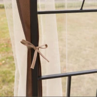 Outsunny 10'x10' Soft-top Steel Patio Gazebo Outdoor Sun Shelter with 2-Tier Polyester Roof, Curtain Sidewalls, Brown(m-10)