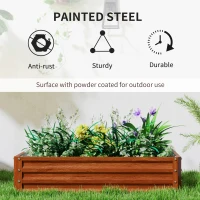 Outsunny 4' x 2' x 1' Raised Garden Bed, Set of 2 Galvanized Planter Box for Vegetables, Flowers, Herbs, Dark Brown Wood Effect(m-4)