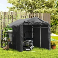 Outsunny Outdoor Storage Shed, UV Resistant Bike Tent with Roll-up Zipper Door, Portable Shed for Bike, Motorcycle, Black(m-10)