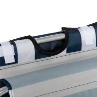 Outsunny 2 Pieces Beach Lounge Chair, Outdoor Folding Chaise Lounge Set w/ Pillow for Sunbath, Snap, Blue and White(m-9)