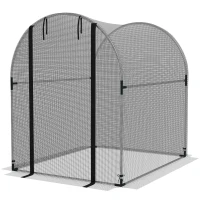 Outsunny 4.9' x 3.9' Crop Cage with Zipper Roll-Up Door, Mesh Plant Protection Tent from Animals with Galvanised Steel Frame(m-2)