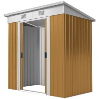 Outsunny 6' x 4' Outdoor Storage Shed, Metal Garden Shed with Lockable Sliding Doors and Vents, Yellow(m-2)
