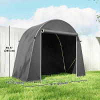 Outsunny 8' x 4' Portable Shed, Waterproof Bike Tent with Roll-up Zipper Door and Galvanised Metal Frame for Bike, Garden Tools(m-3)