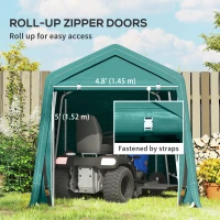Outsunny 7.9' x 6.6' Garden Storage Tent, Patio Storage Shelter w/ Metal Frame and Double Zipper Doors, Green(m-5)