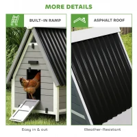 PawHut Chicken Coop for 2 Chickens, Outdoor Wooden Chicken House with Removable Nesting Box & Roosting Bar, Tray, Ramp(m-7)