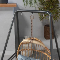 Outsunny Hammock Chair Stand, Hanging Heavy Duty Metal Frame Hammock Stand for Hanging Hammock Air Porch Swing Chair, Egg Cahir, Indoor & Outdoor Use, 48.8" x 56.3" x 70.9" Black(m-10)