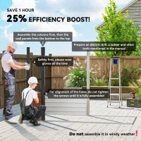 Outsunny 8 x 4FT Galvanized Garden Storage Shed, Metal Outdoor Shed with Double Doors and 2 Vents, Teak(m-4)