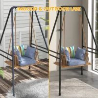 Outsunny Hammock Chair Stand, Hanging Heavy Duty Metal Frame Hammock Stand for Hanging Hammock Air Porch Swing Chair, Egg Cahir, Indoor & Outdoor Use, 48.8" x 56.3" x 70.9" Black(m-5)