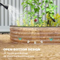 Outsunny 7' x 3' x 1' Large Outdoor Planter Box, Galvanized Raised Garden Bed with Metal Plant Stake, Brown(m-6)