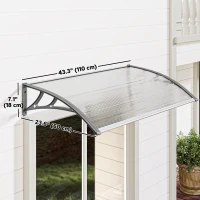 Outsunny Window Awning Door Canopy, Polycarbonate Front Door Outdoor Patio Cover, Sun Shelter, Hollow Sheet, 43.3" x 23.6", Clear(m-3)