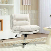 HOMCOM Armless Office Chair, Criss Cross Chair with Adjustable Height & Tilt Function for Home Office, Study, Light Grey(m-8)