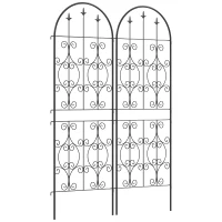 Outsunny Set of 2 Metal Garden Trellis, Decorative Trellis Panels, Scrollwork Design, 150 x 50 cm, Black(m-11)