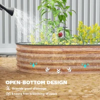 Outsunny 6' x 3' x 1' Large Outdoor Planter Box, Galvanized Raised Garden Bed with Metal Plant Stake, Brown(m-6)