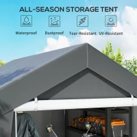 Outsunny 10' x 10' Outdoor Storage Shed Portable Garage with Roll-up Door for Motorcycle, Bike, Garden Tools, Dark Grey(m-4)