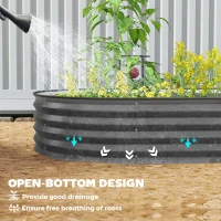 Outsunny 6' x 3' x 1' Large Outdoor Planter Box, Galvanized Raised Garden Bed with Metal Plant Stake, Dark Grey(m-6)