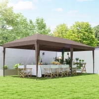 Outsunny 10' x 20' Outdoor Pop Up Canopy Tent Party Tent Instant Shelter W/ Carrying Bag, Coffee(m-9)