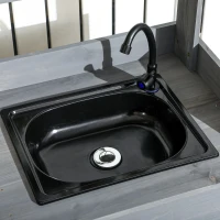 Outsunny Potting Bench Table Garden Work Bench Workstation with Drawer, Removable Sink and Hooks, 45.3" x 17.7" x 48.4", Grey(m-9)