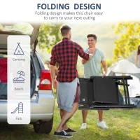 Outsunny Outdoor Recliner Lounge Chair with Adjustable Backrest, Cushion, Black(m-4)