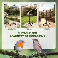 PawHut Portable Bird Play Stand, Parrot Perch Bird Feeder Station with Wheels, Stainless Steel Feeding Bowls, Tray, Gray(m-4)