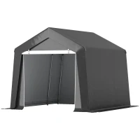 Outsunny 10' x 10' Outdoor Storage Shed Portable Garage with Roll-up Door for Motorcycle, Bike, Garden Tools, Dark Grey(m-2)