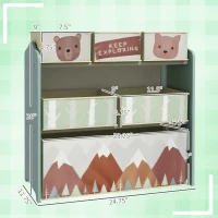 Qaba Toy Organizer with 6 Storage Bins, 25" x 12" x 26", Green(m-3)