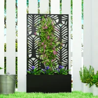 Outsunny Metal Garden Bed with Trellis for Climbing Plants, Freestanding or Wall Mounted Flower Bed for Garden, Patio, Balcony(m-9)