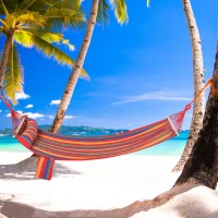 Outsunny Cotton Hammock Portable Soft Swing Sleeping w/ Headrest & Side Pocket Deluxe Swing Chair for Beach, Yard, Bedroom, Patio, Porch, Indoor, Outdoor, Rainbow Stripes(m-1)