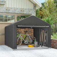 Outsunny 6.6' x 7.8' Portable Shed, Waterproof Bike Tent with Roll-up Zipper Door and Galvanised Steel Frame, Dark Grey(m-7)