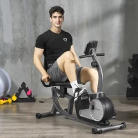 Soozier Exercise Bike, Stationary Bike with 8-Level Magnetic Resistance, LCD Display, Adjustable Seat and Backrest for Home Gym(m-1)
