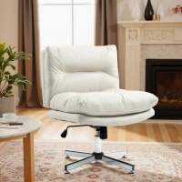 HOMCOM Armless Office Chair, Criss Cross Chair with Adjustable Height & Tilt Function for Home Office, Study, Light Grey(m-10)