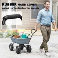 Outsunny Steel Garden Cart with Handle and 10" Pneumatic Tires, Utility Wagon Cart for Garden Patio Lawn, 551lbs Capacity, Grey(m-5)