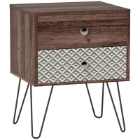 HOMCOM Side Table with Drawers, Nightstand, Bedside Table, Sofa End Table, for Bedroom, Brown(m-11)