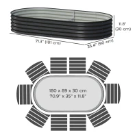Outsunny 6' x 3' x 1' Large Outdoor Planter Box, Galvanized Raised Garden Bed with Metal Plant Stake, Black(m-3)