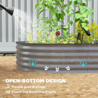 Outsunny 7' x 3' x 1' Large Outdoor Planter Box, Galvanized Raised Garden Bed with Metal Plant Stake, Dark Grey(m-6)