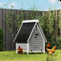 PawHut Chicken Coop for 2 Chickens, Outdoor Wooden Chicken House with Removable Nesting Box & Roosting Bar, Tray, Ramp(m-10)