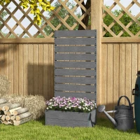 Outsunny Raised Garden Bed with Trellis, Freestanding Elevated Planter Box for Climbing Vines, 28" x 15" x 59", Dark Grey(m-8)