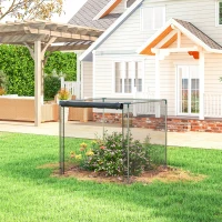 Outsunny Galvanized Steel Crop Cage, Plant Protection Tent with Zippered Door, 4' x 4', Black(m-10)
