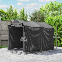 Outsunny Outdoor Storage Shed, UV Resistant Bike Tent with Roll-up Zipper Door, Portable Shed for Bike, Motorcycle, Black(m-3)