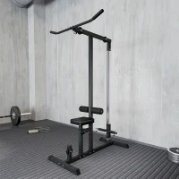 Soozier LAT Pull Down Machine Cable Machine, High and Low Pulley Station with Adjustable Seat, for Home Gym(m-9)