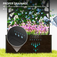 Outsunny Raised Garden Bed with Trellis, Freestanding/Wall Mounted Metal Garden Box with Privacy Panel, Irregular Line Cut-Outs(m-5)