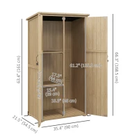 Outsunny Wooden Outdoor Storage Cabinet Garden Shed with Waterproof Asphalt Roof and Lockable Doors, Natural(m-3)