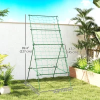 Outsunny Cucumber Trellis for Climbing Plants, Adjustable A-Frame Garden Trellis with Climbing Net, 20 Metal Clips, 4 Net Straps(m-3)