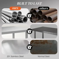 HOMCOM Stainless Steel Workbench, 35 x 24 x 34 Inch, Heavy Duty Work Prep Table with Shelf, Workbench for Kitchen, Garage(m-4)