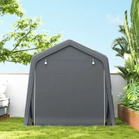 Outsunny 7.9' x 6.6' Garden Storage Tent, Patio Storage Shelter w/ Metal Frame and Double Zipper Doors, Dark Grey(m-9)